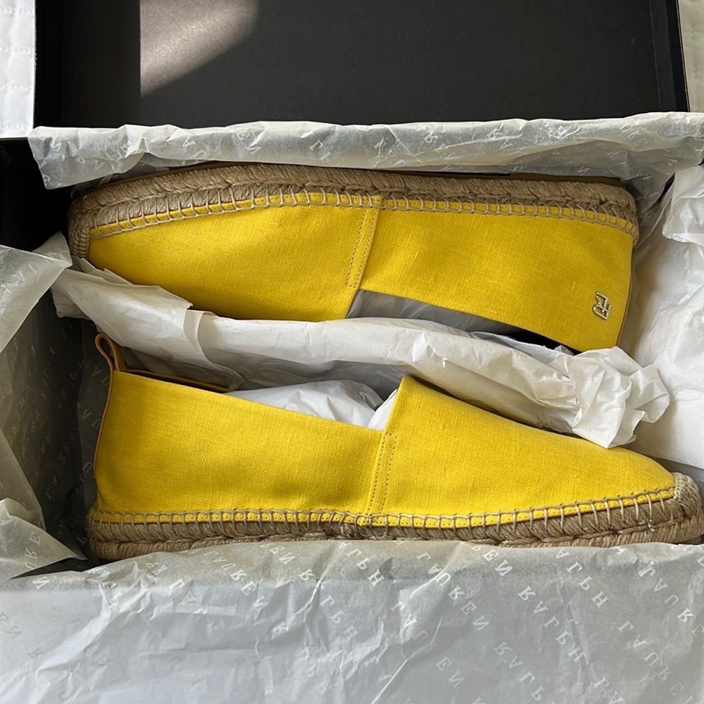 Espadrilles yellow linen size 9